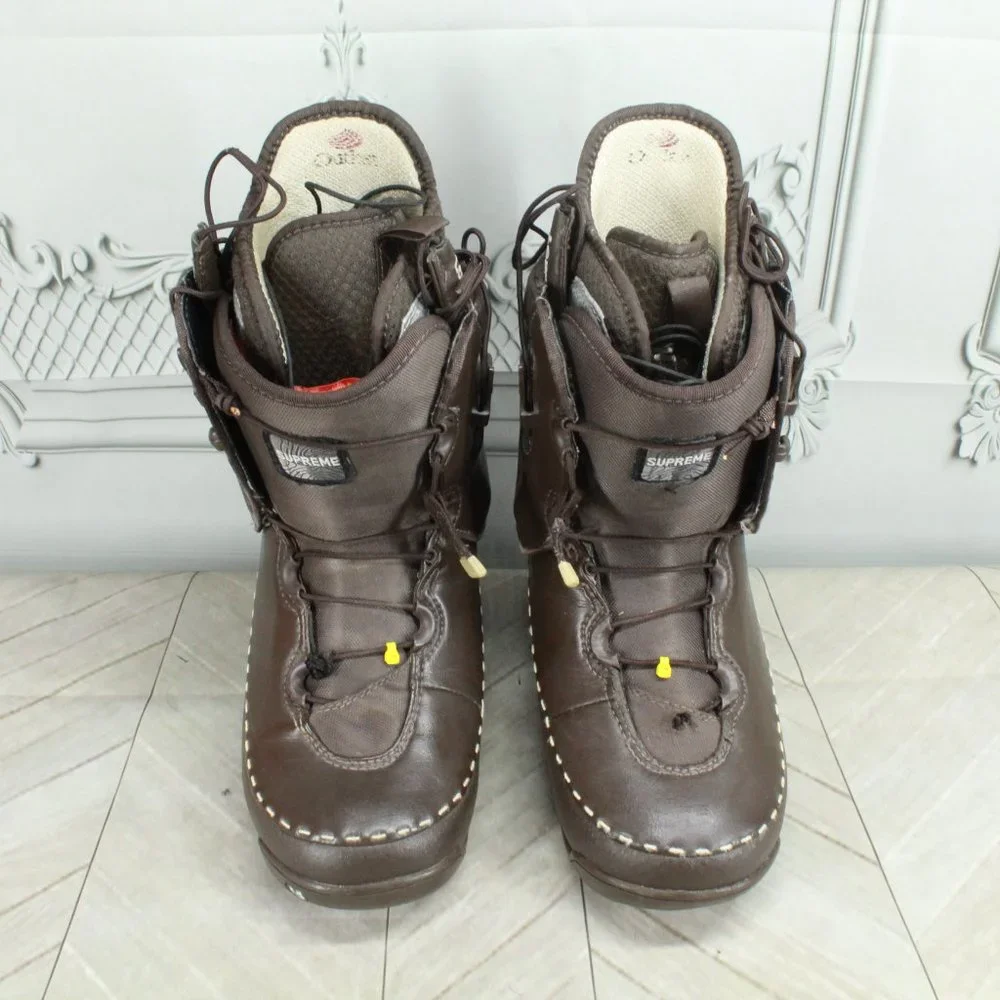 Burton Supreme Brown Leather Nylon Snowboard Boots Size 6.5 - Picture 5 of 9
